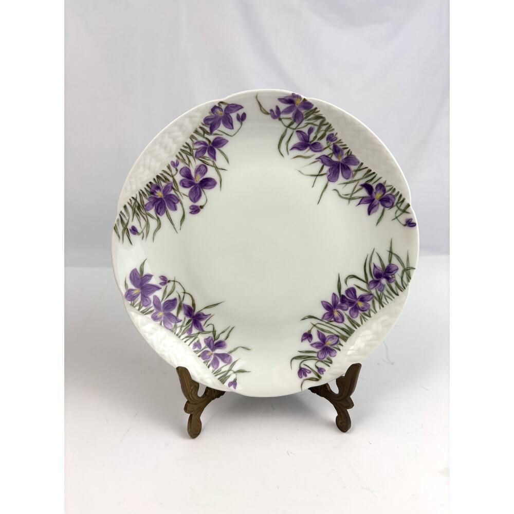 Antique H & C Haviland Limoges France 7.5" Purple Floral Porcelain Plate - Picture 6 of 14